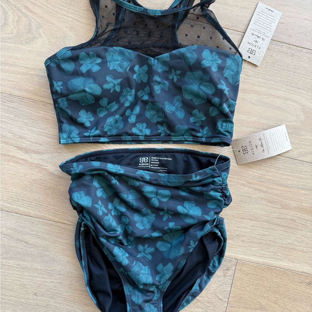 Albion Floral High-Waist Bikini Set in Teal Floral